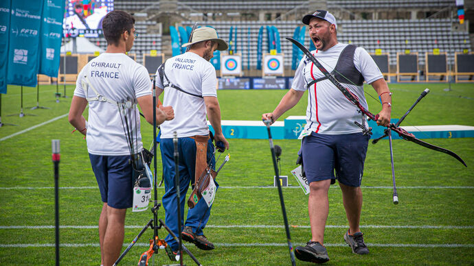 France’s recurve team during the final qualifier for the Tokyo 2020 Olympics