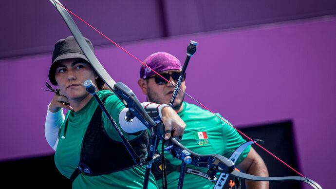 The Mexican mixed team shoot at the Tokyo 2020 Olympic Games.