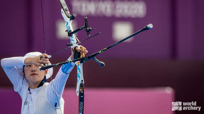 An San shoots at the Tokyo 2020 Olympic Games.