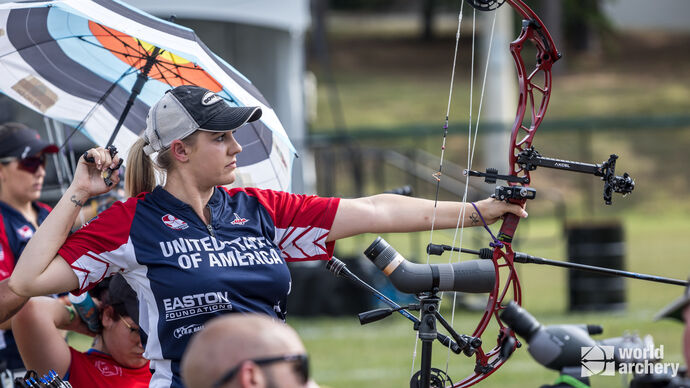 Paige Pearce shoots during practice at the World Games.