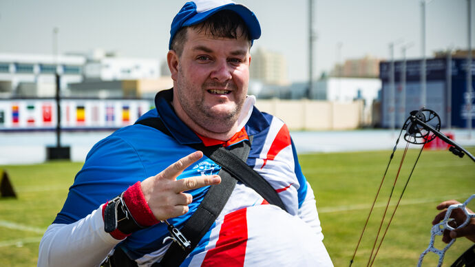 David Drahoninsky at the 2022 World Archery Para Championships.