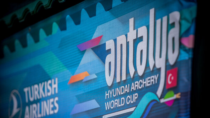 Branding for the first stage of the 2022 Hyundai Archery World Cup.