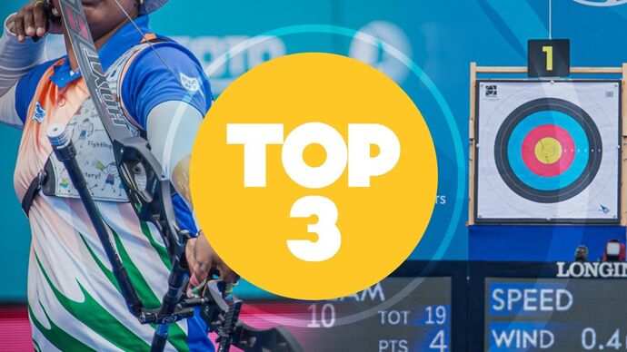 Top 3: Archery at the third stage of the 2021 Hyundai Archery World Cup in Paris.