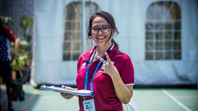 Andrea Aguilar at the fourth stage of the 2022 Hyundai Archery World Cup in Medellin.