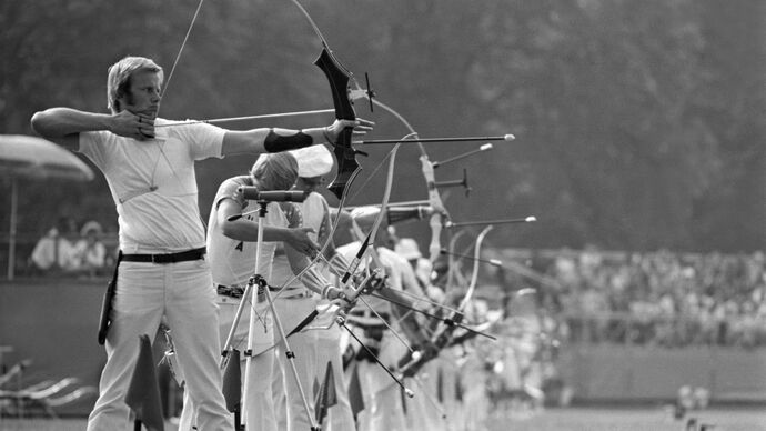 Archers shooting at the Munich 1972 Olympic Games.