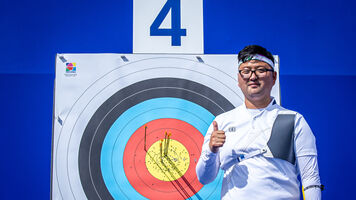 Kim Woojin’s last six arrows during qualifying at Paris 2024.