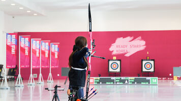 Chang Hye Jin shoots in replica stadium ahead of the Tokyo 2020 Olympic Games.