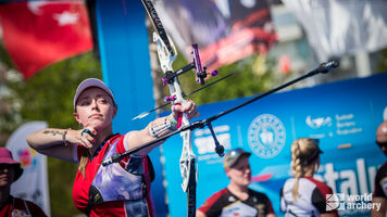 Bryony Pitman in action at Antalya 2022 where she medalled in three events