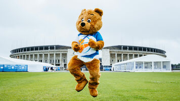The Berlin bear at the 2023 Hyundai World Archery Championships.
