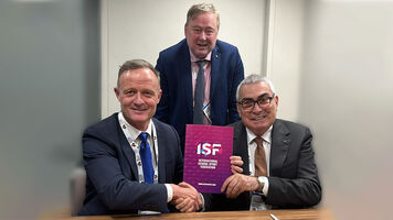 ISF president Laurent Petrynka, with World Archery secretary general Tom Dielen and president Prof Dr Ugur Erdener.