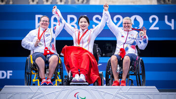 Chen Minyi, Sarka Pultar Musilova, Tereza Brandtlova, Archery Paralympic Games Paris 2024