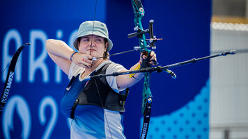 Caroline Lopez during practice at Paris Olympics.