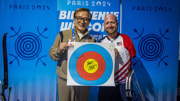 Jackie Chan and Matt Stutzman, Archery at Paris 2024 Paralympic Games