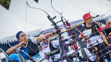 Aziza Benhami shooting in qualifying at Paris 2024 Paralympic Games.